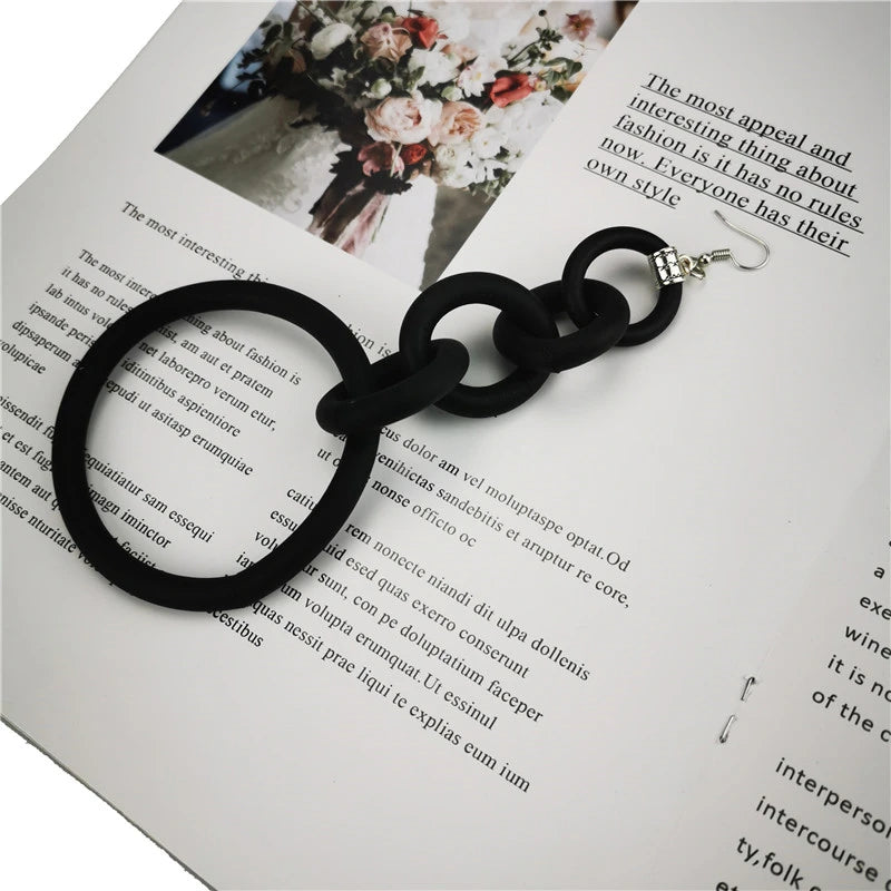 UKEBAY New Round Big Earrings Women Drop Earring Single Handmade Jewelry Rubber Jewelry Geometric Punk Long Earrings Party Gifts