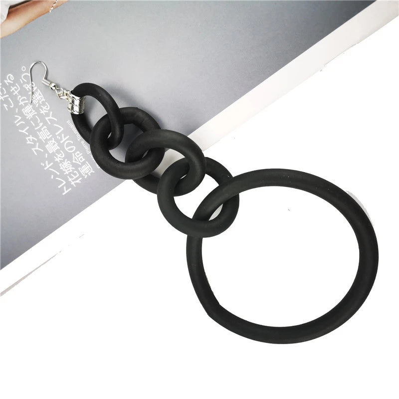 UKEBAY New Round Big Earrings Women Drop Earring Single Handmade Jewelry Rubber Jewelry Geometric Punk Long Earrings Party Gifts