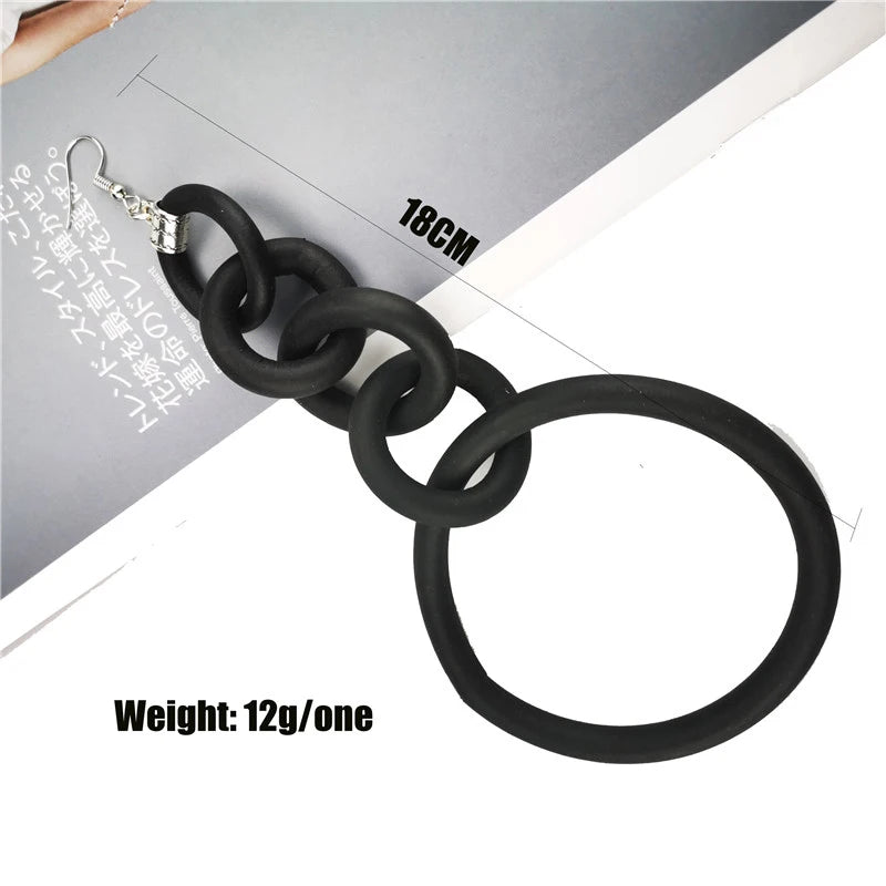 UKEBAY New Round Big Earrings Women Drop Earring Single Handmade Jewelry Rubber Jewelry Geometric Punk Long Earrings Party Gifts
