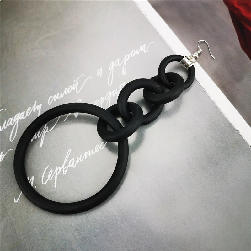 UKEBAY New Round Big Earrings Women Drop Earring Single Handmade Jewelry Rubber Jewelry Geometric Punk Long Earrings Party Gifts