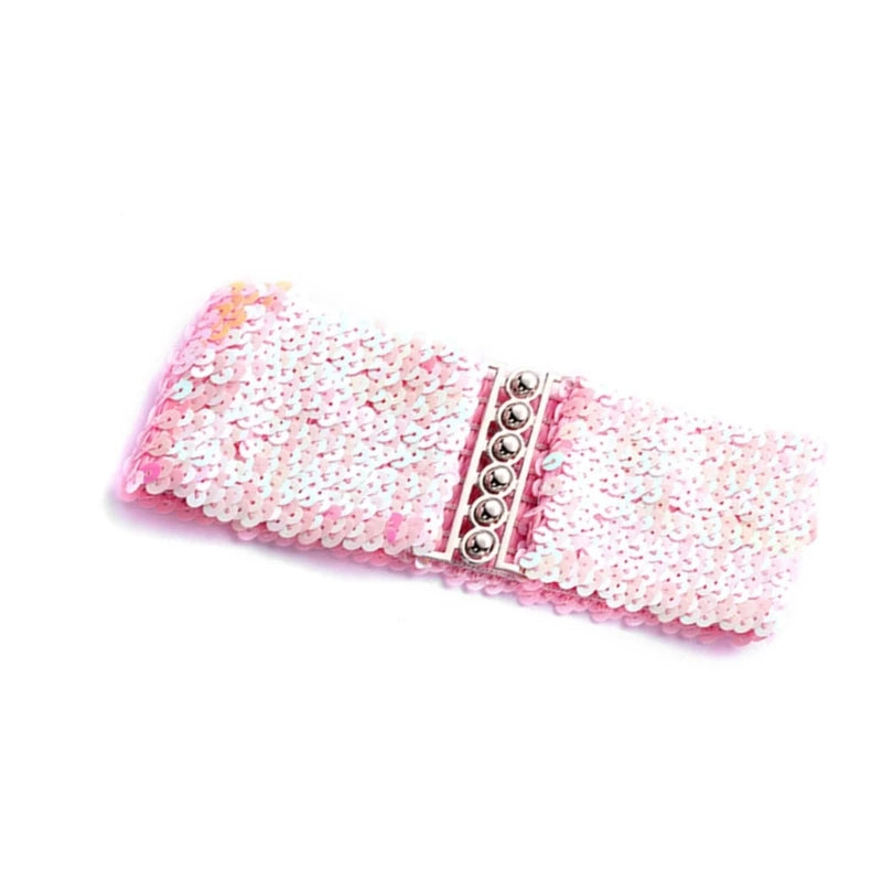 Party Wear Waspie Belt Female Teens Girl Elastic Sequins Wide Belt Dress Corset