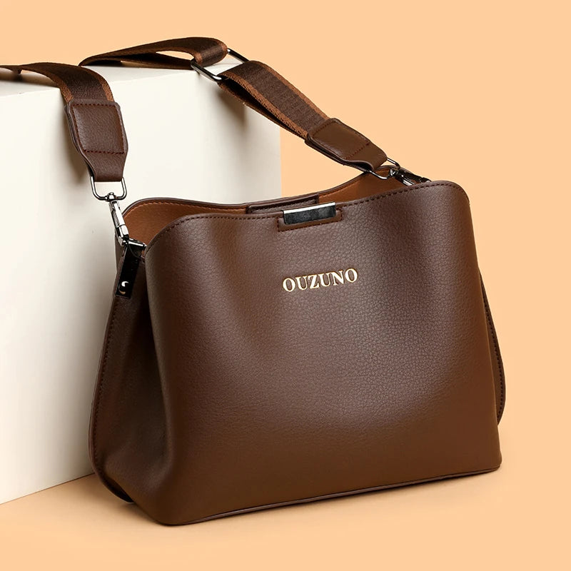 Stylish Leather Tote Bag for Women Luxury Crossbody Shoulder Handbag Waterproof Ladies Purse Fashionable Travel Companion