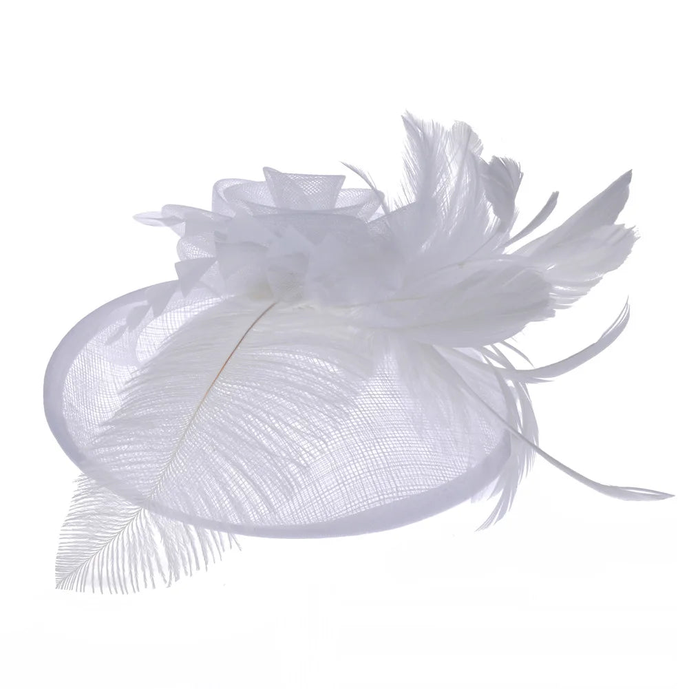 Wedding Cocktail Tea Party Headwear Women Floral Hair Clip Elegant Fascinators Caps Mesh Flower Feather Cap New Year Fashion