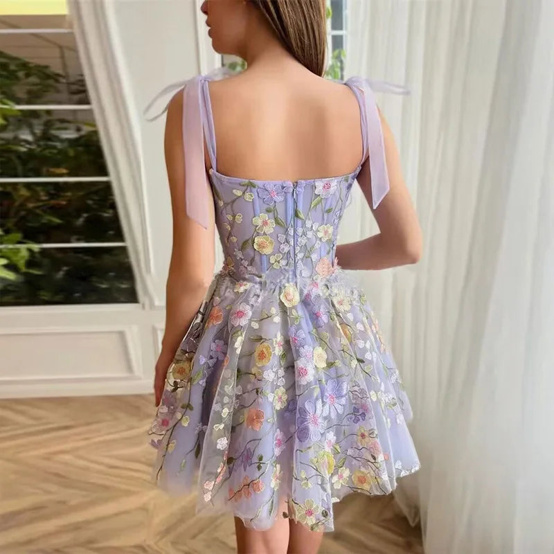 Women's Dress Fashionable 3D Flower Embroidery Wrapped Hip Sleeveless Sexy Sling Dress 2024