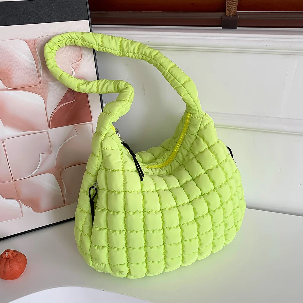 Women Stylish Commuting Bags Large Capacity Quilted Bubbles Crossbody Bag Solid Color Fashion Padded Sling Bag Messenger Bag