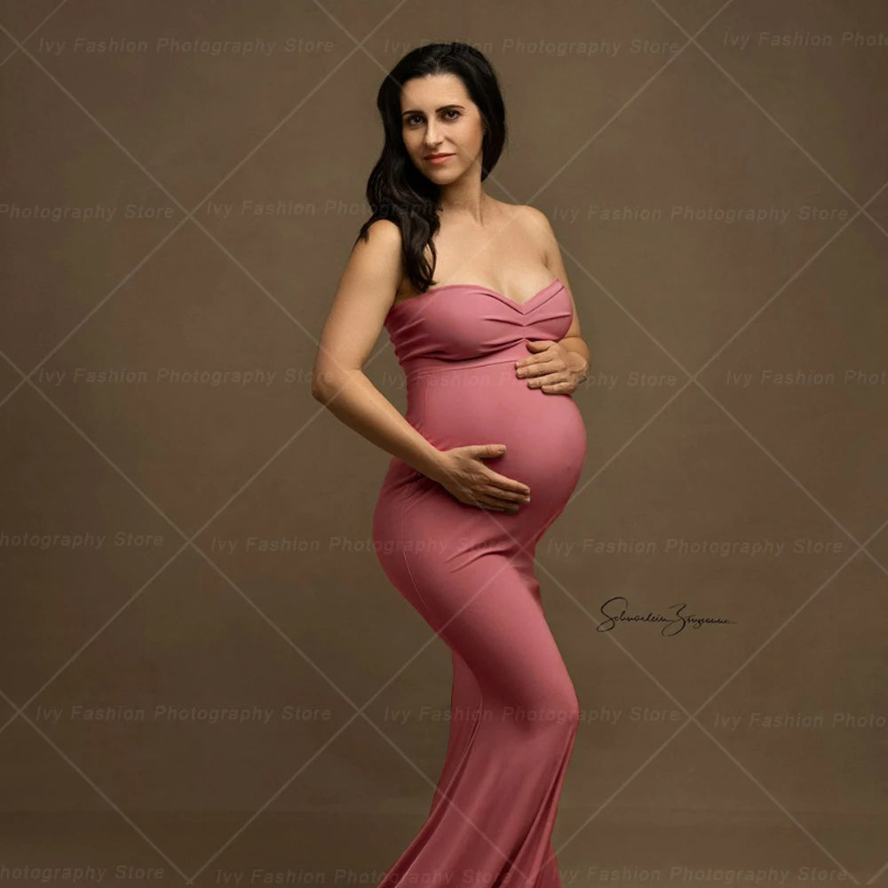 Maternity Dresses Photoshoot Comfortable Stretch Cloth Pregnant Women Dress Off Shoulder Slim Fit Dress Props For Photo Shoot