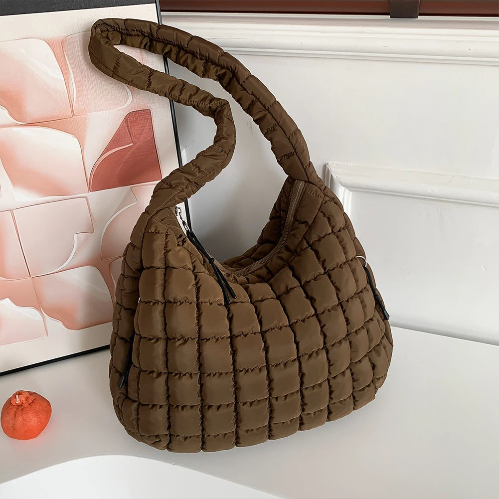 Women Stylish Commuting Bags Large Capacity Quilted Bubbles Crossbody Bag Solid Color Fashion Padded Sling Bag Messenger Bag