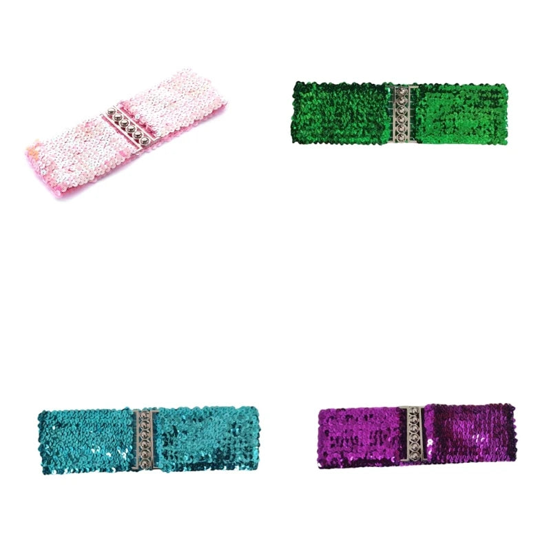 Party Wear Waspie Belt Female Teens Girl Elastic Sequins Wide Belt Dress Corset