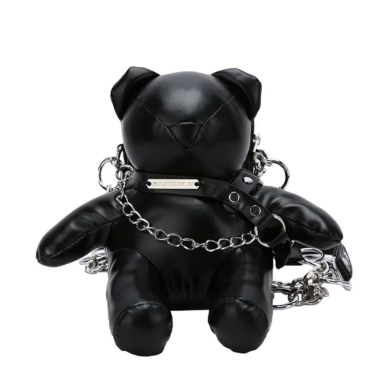 Cartoon Cute Bags for Women 2022 New Luxury Handbags Designer Bear Doll Leather Fashion Chain Phone Crossbody Shoulder Bag Woman