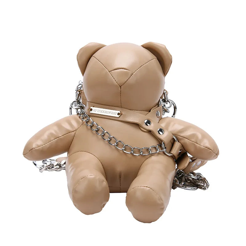 Cartoon Cute Bags for Women 2022 New Luxury Handbags Designer Bear Doll Leather Fashion Chain Phone Crossbody Shoulder Bag Woman