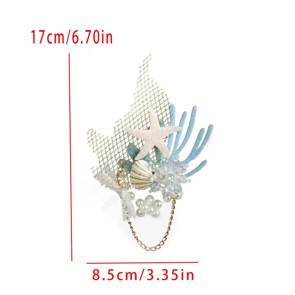 New Fashion Mermaid Series Hair Accessories Starfish Artificial Crystal Shell Coral Element Party Seaside Accessories Mermaid Se