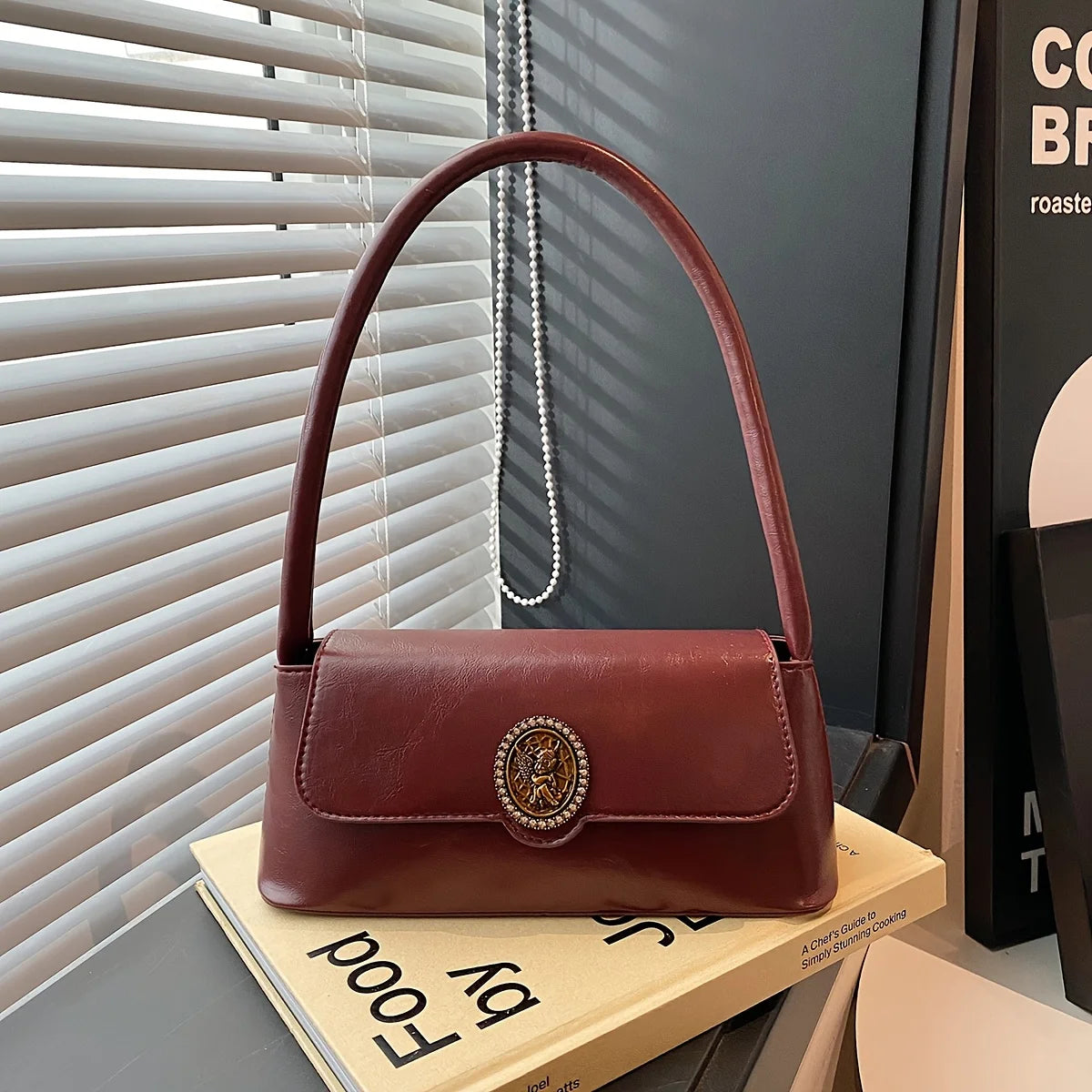 Chic French Vintage Inspired Mini Handbag Shoulder Bag for Women Tote Bag, Magnetic Closure, Versatile Stylish for Everyday Use