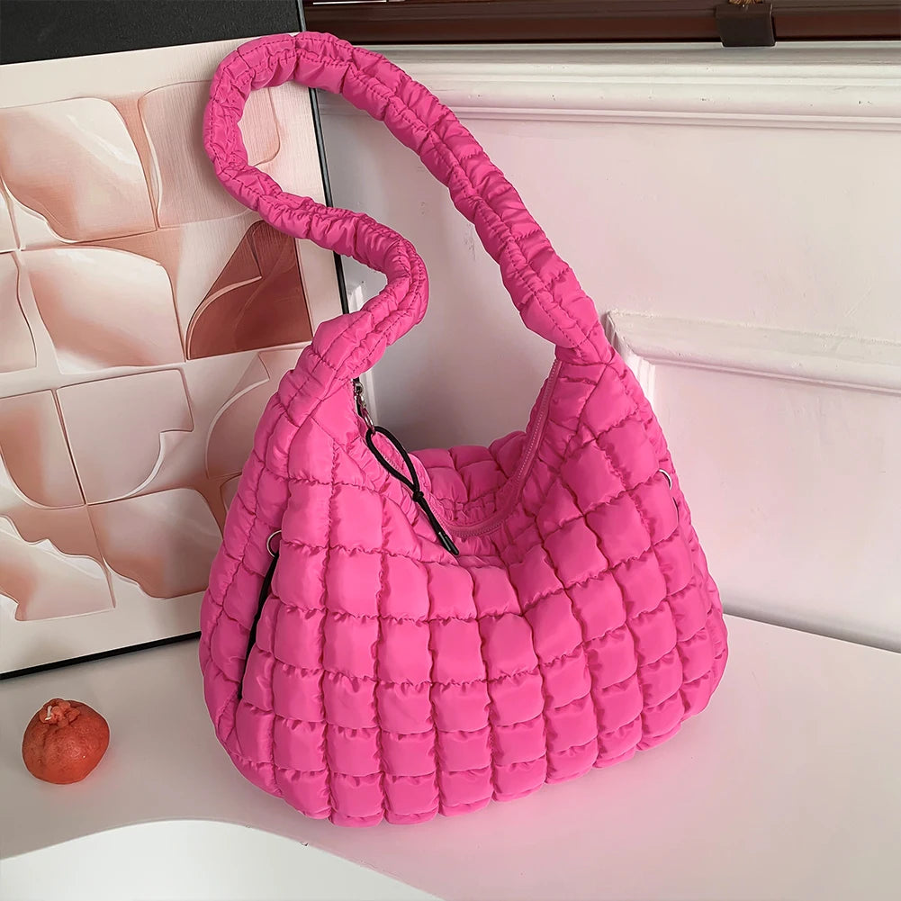 Women Stylish Commuting Bags Large Capacity Quilted Bubbles Crossbody Bag Solid Color Fashion Padded Sling Bag Messenger Bag