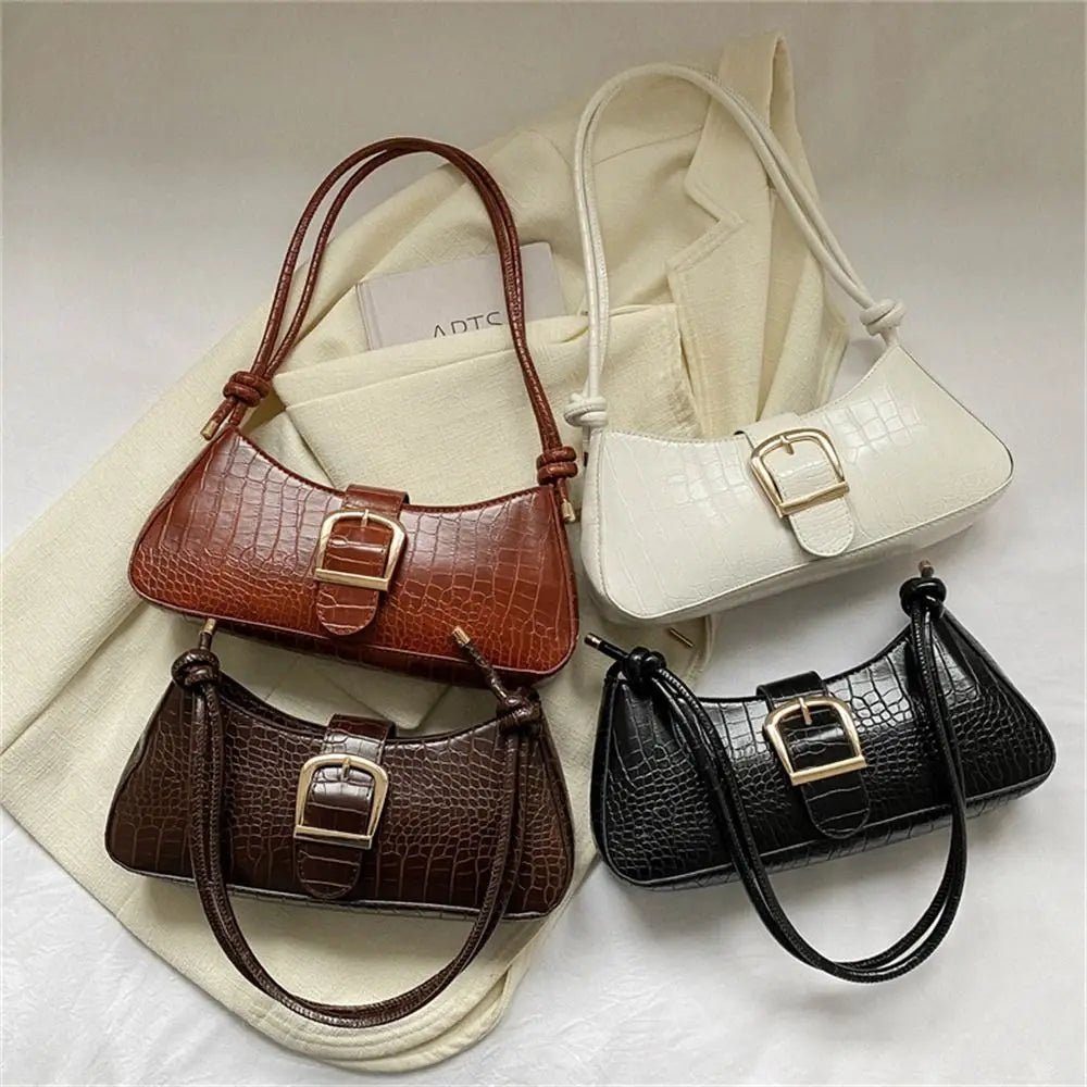 Women Stylish PU Leather Sling Bag Solid Color Shoulder Bag Underarm Bag Fashionable Portable Large Capacity Handbag