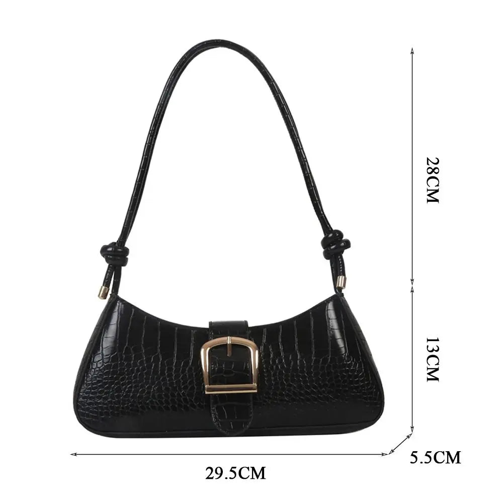 Women Stylish PU Leather Sling Bag Solid Color Shoulder Bag Underarm Bag Fashionable Portable Large Capacity Handbag