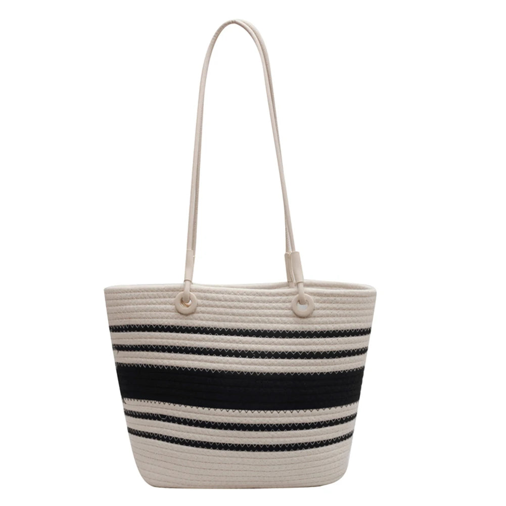Elegant Ladies Straw Woven Handbag Women Holiday Beach Commute Casual Tote Top-Handle Bags Fashion Retro Shoulder Bags
