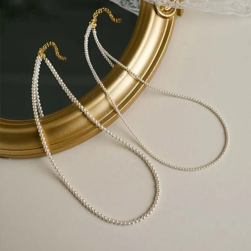 2/3MM Exquisite Pearl Necklace For Women Jewelry On Neck Pearl Bead Choker Cheap Items With Free Shipping Party Gift