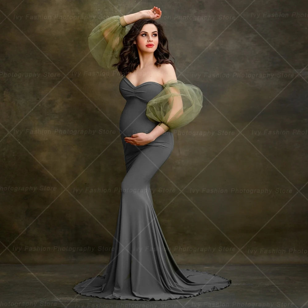 Maternity Dresses Photoshoot Comfortable Stretch Cloth Pregnant Women Dress Off Shoulder Slim Fit Dress Props For Photo Shoot