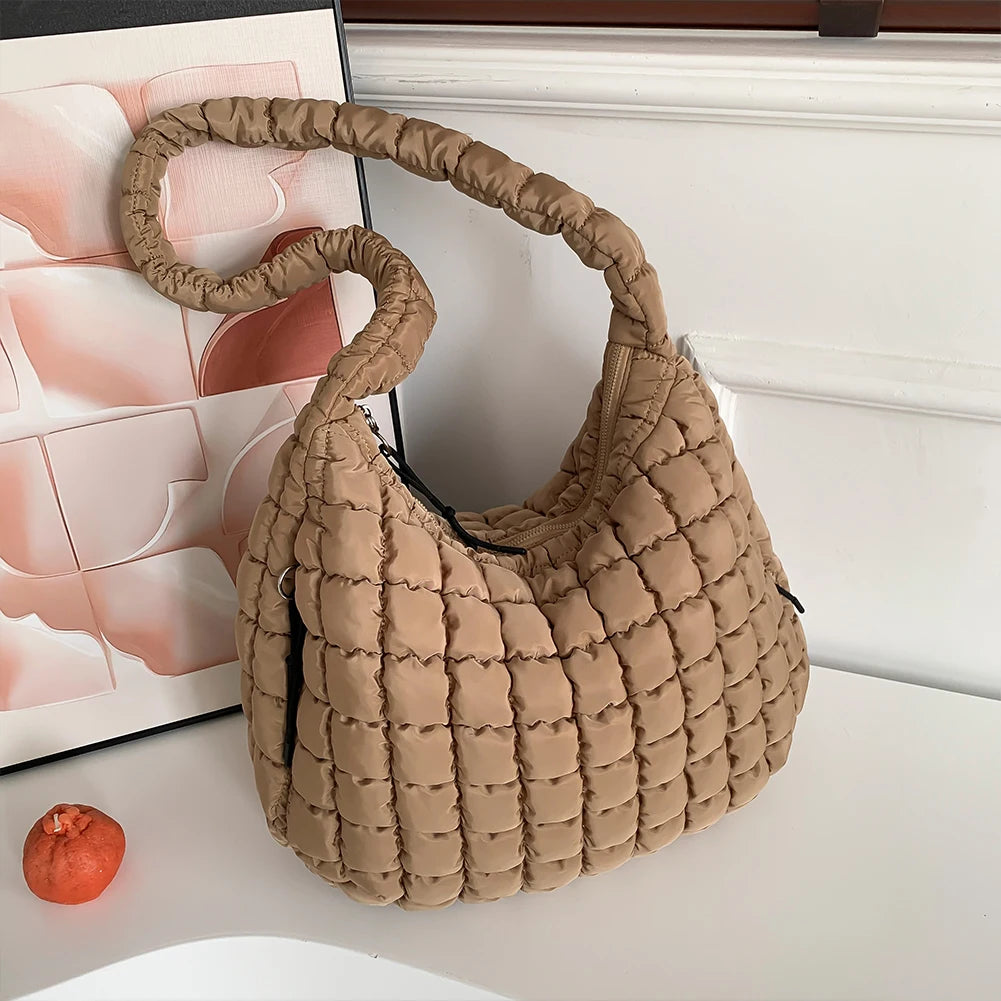 Women Stylish Commuting Bags Large Capacity Quilted Bubbles Crossbody Bag Solid Color Fashion Padded Sling Bag Messenger Bag