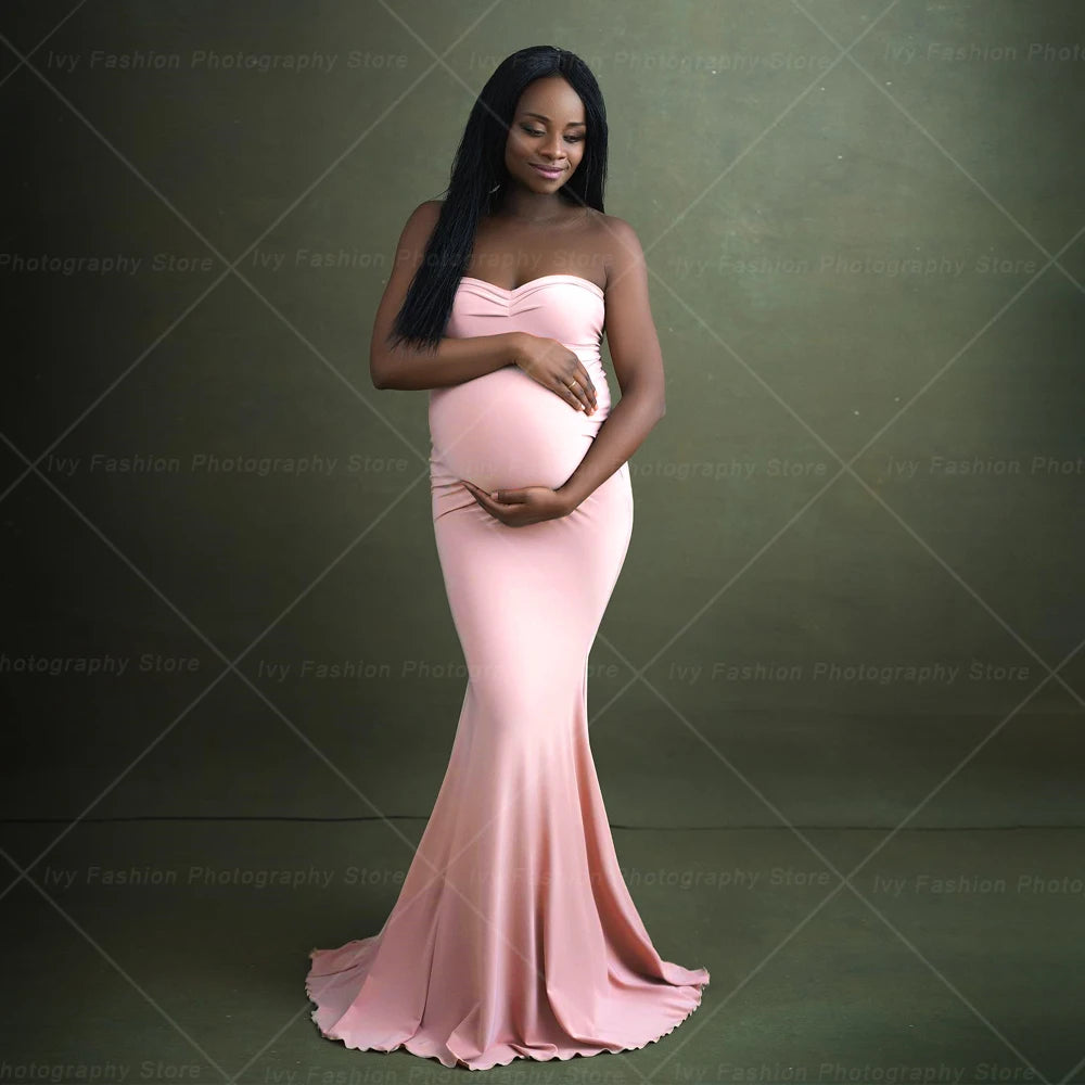 Maternity Dresses Photoshoot Comfortable Stretch Cloth Pregnant Women Dress Off Shoulder Slim Fit Dress Props For Photo Shoot