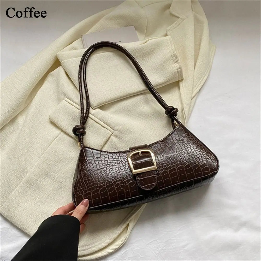 Women Stylish PU Leather Sling Bag Solid Color Shoulder Bag Underarm Bag Fashionable Portable Large Capacity Handbag