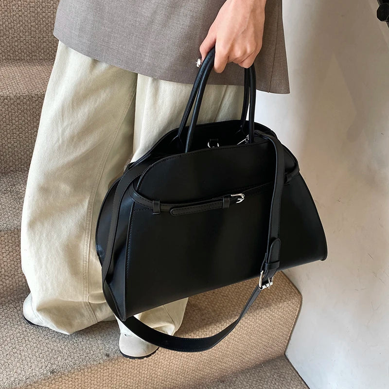 Stylish Big Top-handle Bags For Women Belt Pure Color Large Capacity Shopper Shoulder Totes 2025 Latest Luxury Designer Handbags
