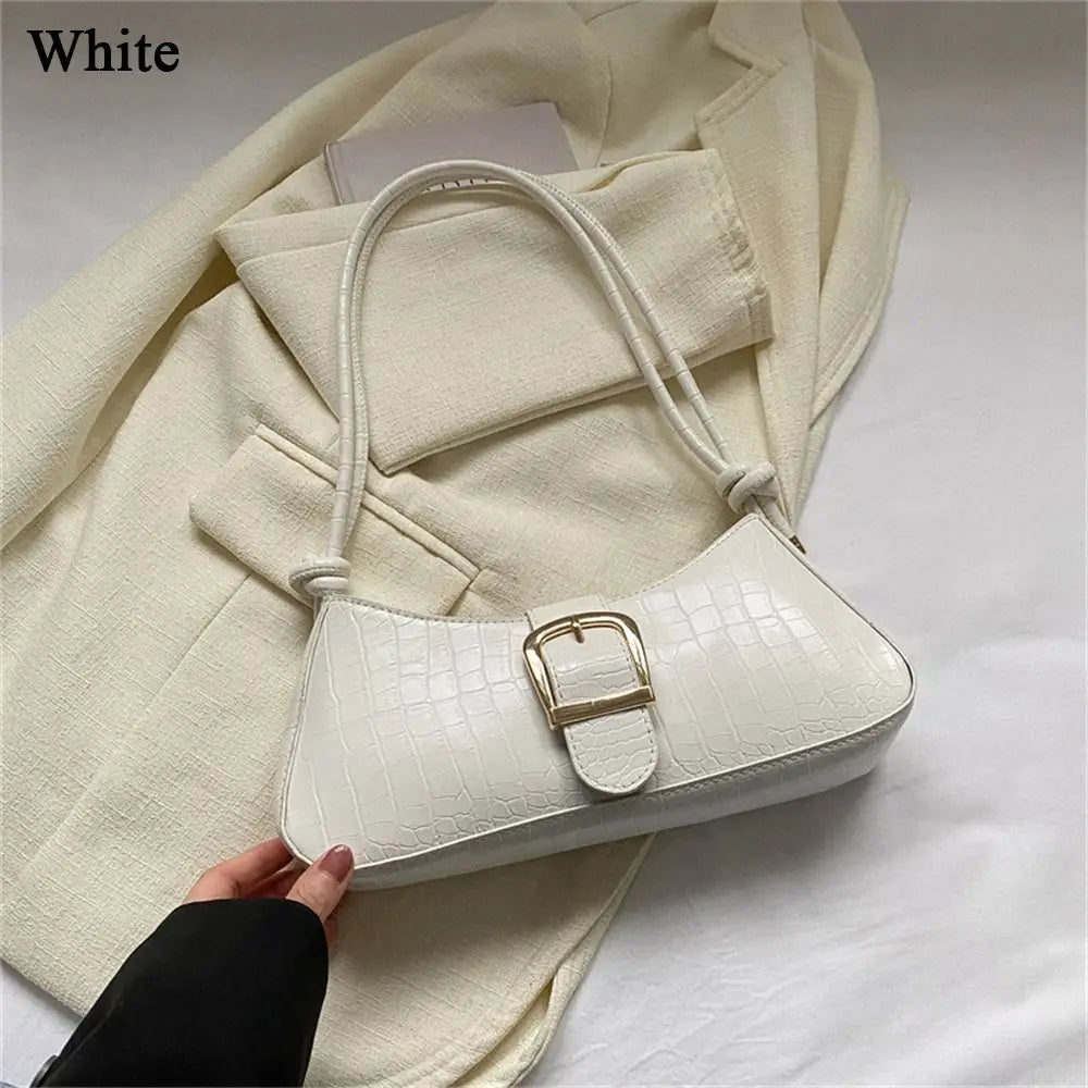Women Stylish PU Leather Sling Bag Solid Color Shoulder Bag Underarm Bag Fashionable Portable Large Capacity Handbag