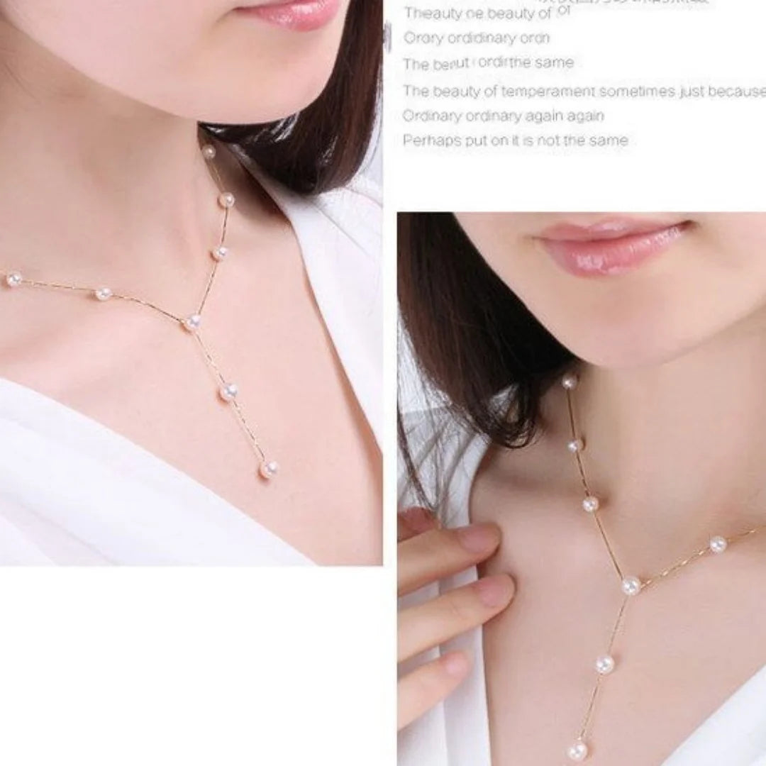 A Fashionable, Sweet, Elegant Pearl, Simple and Refined Necklace, Earrings and Bracelet Set