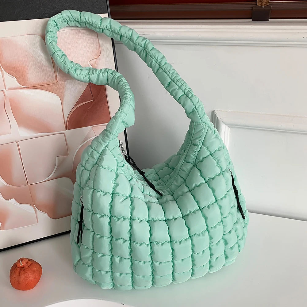 Women Stylish Commuting Bags Large Capacity Quilted Bubbles Crossbody Bag Solid Color Fashion Padded Sling Bag Messenger Bag