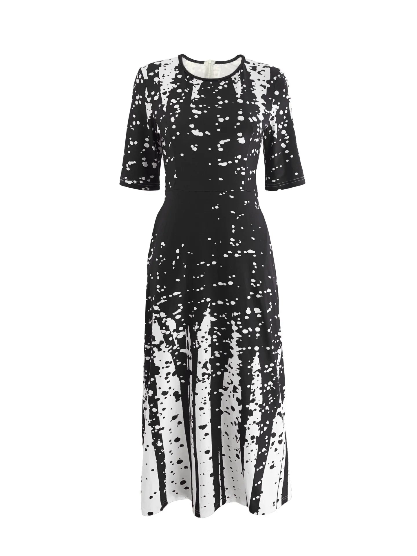 Women's Elegant Party Long Dresses Loose Round Neck Short Sleeves Retro Printed Casual Long Dress 2024