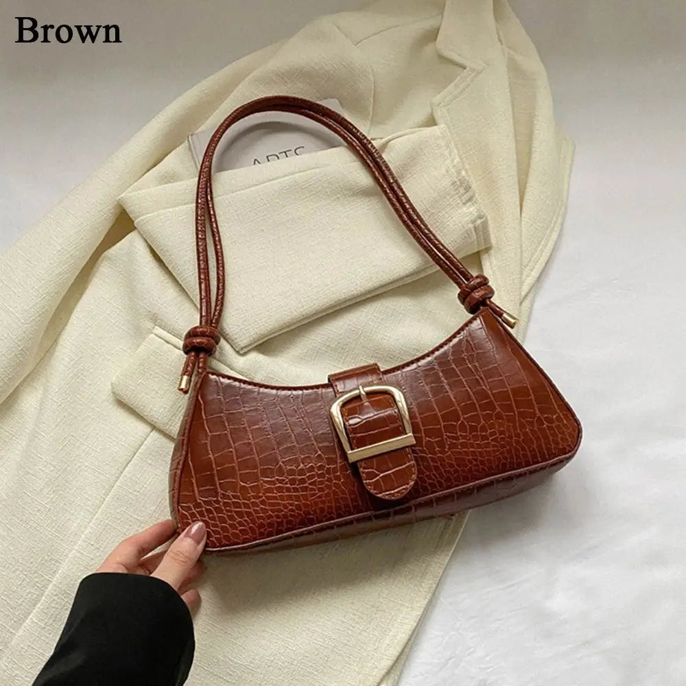Women Stylish PU Leather Sling Bag Solid Color Shoulder Bag Underarm Bag Fashionable Portable Large Capacity Handbag