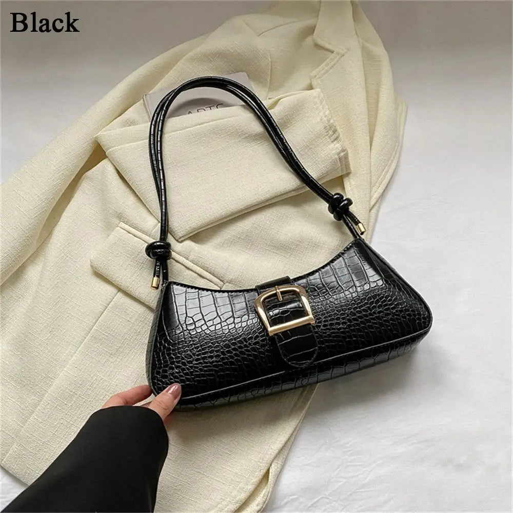 Women Stylish PU Leather Sling Bag Solid Color Shoulder Bag Underarm Bag Fashionable Portable Large Capacity Handbag