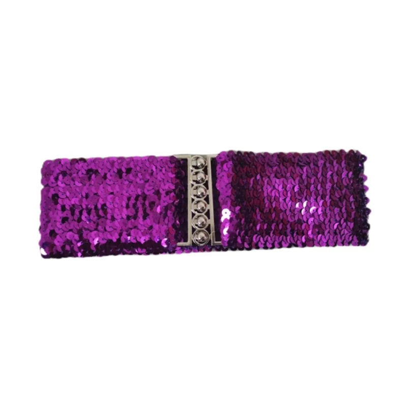 Party Wear Waspie Belt Female Teens Girl Elastic Sequins Wide Belt Dress Corset