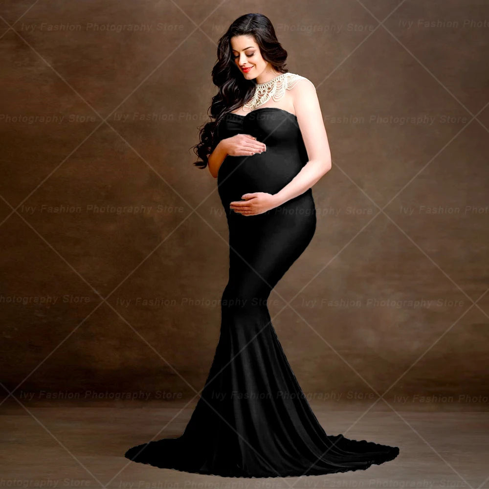 Maternity Dresses Photoshoot Comfortable Stretch Cloth Pregnant Women Dress Off Shoulder Slim Fit Dress Props For Photo Shoot