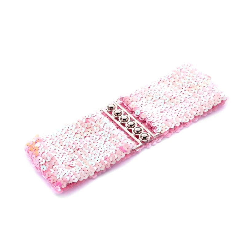 Party Wear Waspie Belt Female Teens Girl Elastic Sequins Wide Belt Dress Corset