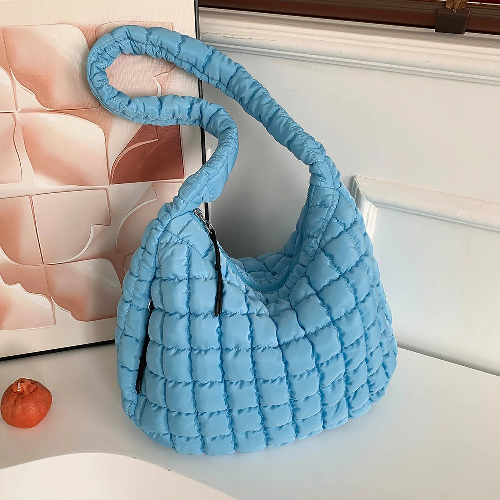 Women Stylish Commuting Bags Large Capacity Quilted Bubbles Crossbody Bag Solid Color Fashion Padded Sling Bag Messenger Bag