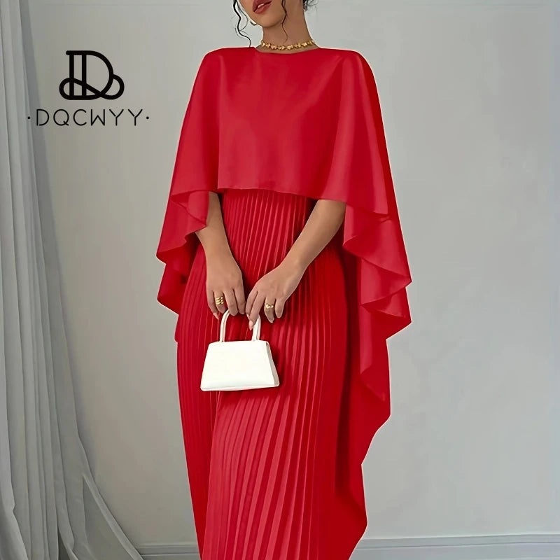 Womens Dresses 2025 Fashion Long Party Dresses Loose Bat Sleeve Curling Irregular Elegant Unibody Evening Dresses Woman Clothing