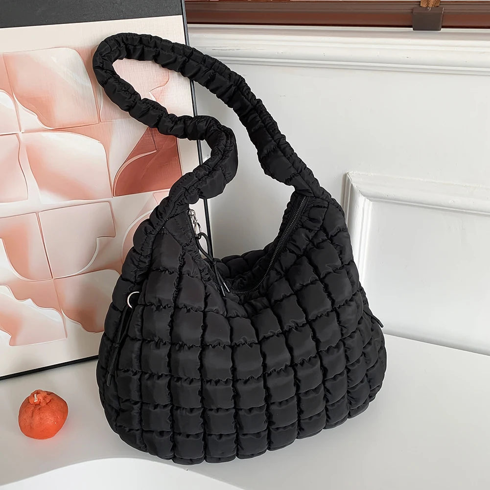 Women Stylish Commuting Bags Large Capacity Quilted Bubbles Crossbody Bag Solid Color Fashion Padded Sling Bag Messenger Bag