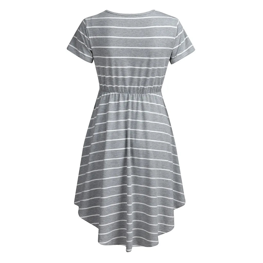 Summer Maternity Care Striped Dresses Pregnant Women Pajamas Multifuntional Mother Breastfeed Dress Premama Baby Shower Clothes