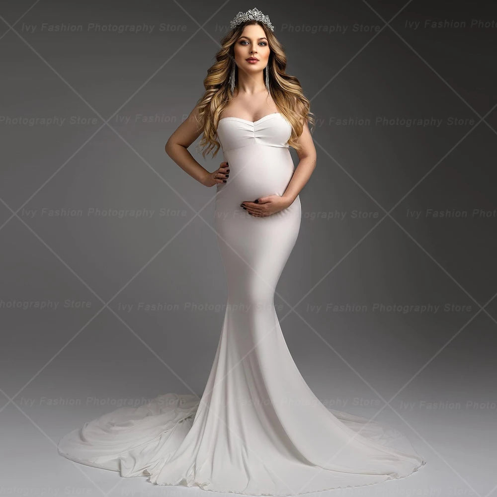 Maternity Dresses Photoshoot Comfortable Stretch Cloth Pregnant Women Dress Off Shoulder Slim Fit Dress Props For Photo Shoot