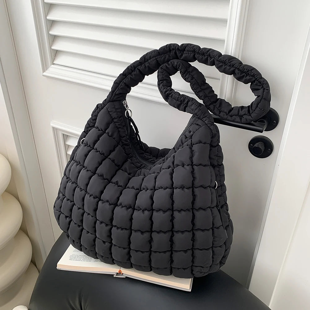 Women Stylish Commuting Bags Large Capacity Quilted Bubbles Crossbody Bag Solid Color Fashion Padded Sling Bag Messenger Bag