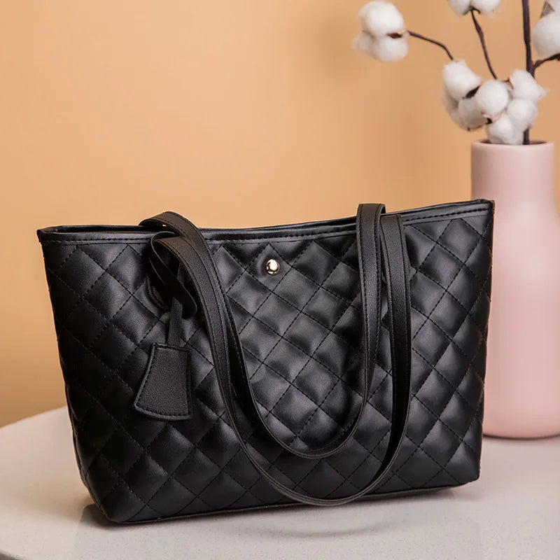 Chic Embroidered Tote Bag for Women - Spacious & Stylish Shoulder Handbag with Fixed Strap, Polyester Lined, Faux Leather