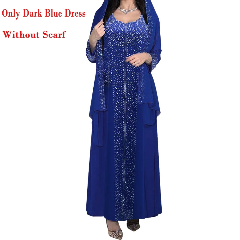 Eid Party Dresses for Women Diamonds Jalabiya Muslim Abaya Dubai Turkey Kaftan Islamic Clothing Ramadan Morocco Abayas Dress New