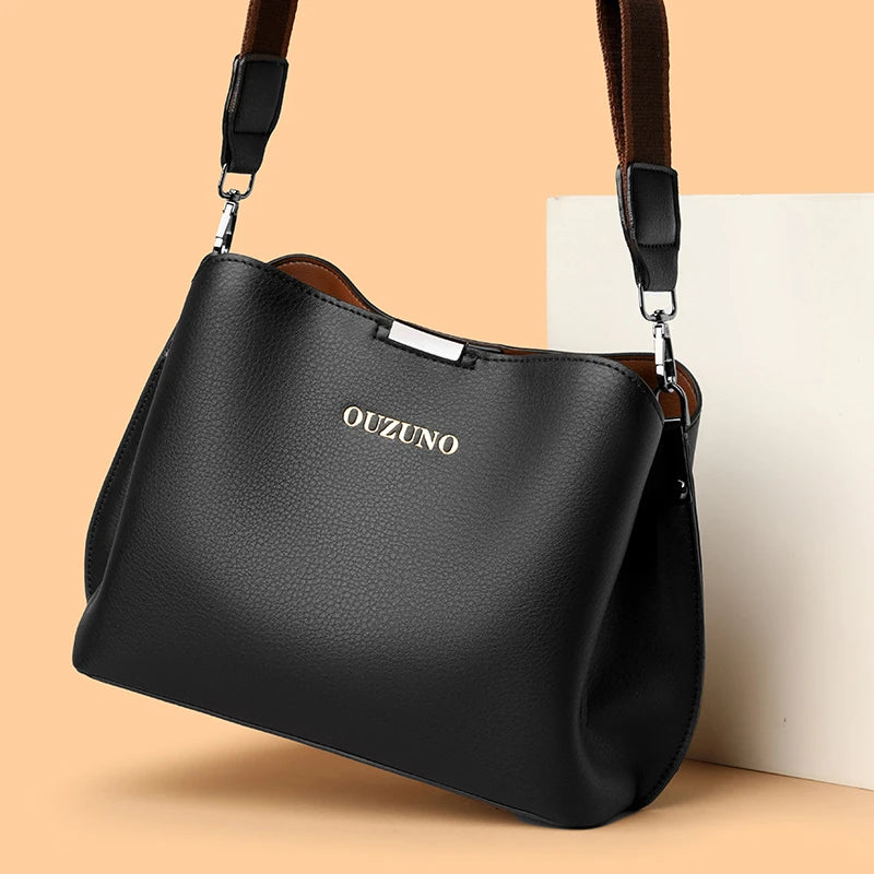 Stylish Leather Tote Bag for Women Luxury Crossbody Shoulder Handbag Waterproof Ladies Purse Fashionable Travel Companion