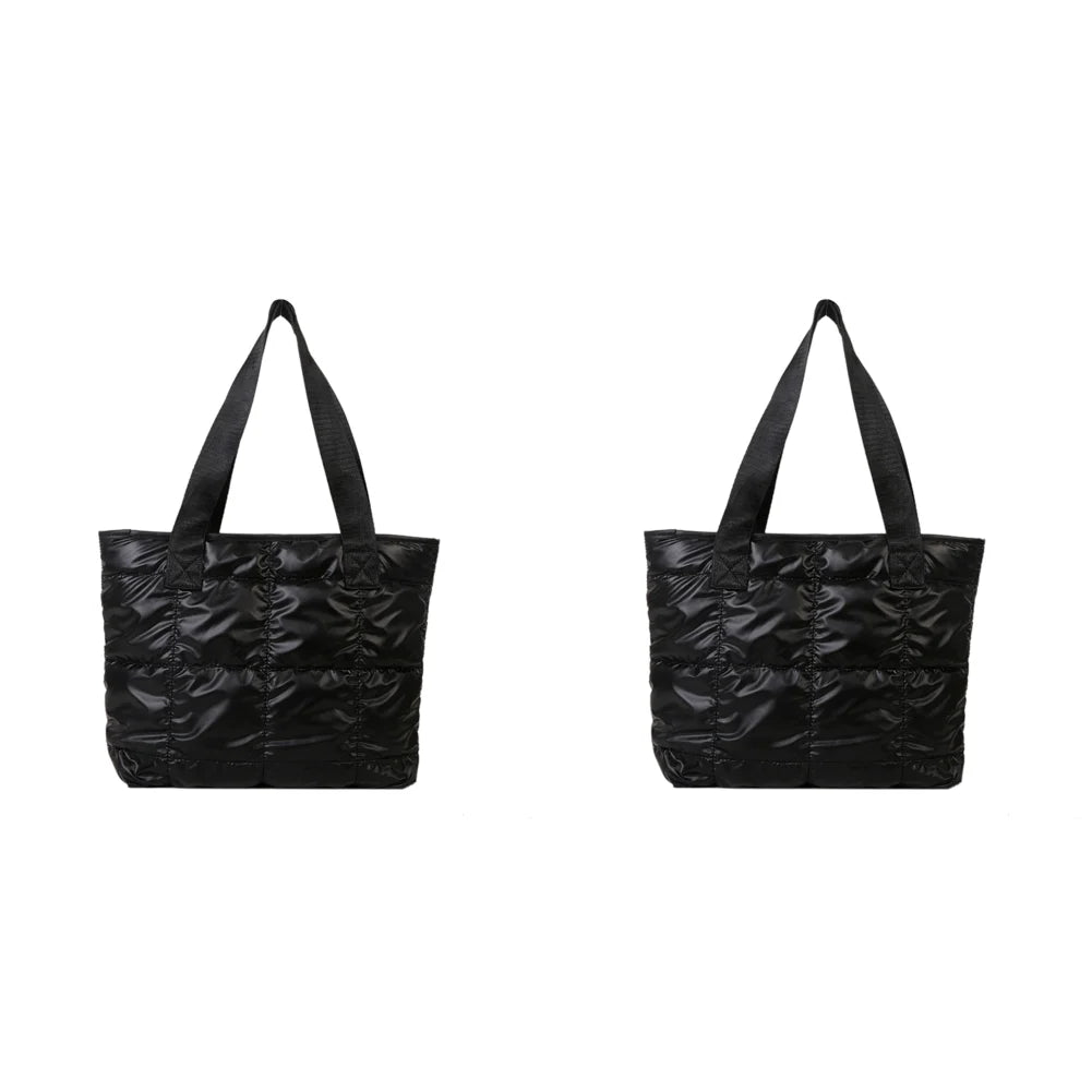 Fashion Tote Handbags for Women Black Large Capacity Soft Rhombus Bags Vinatge Quilted Shoulder Bag Purse for Travel Shopping