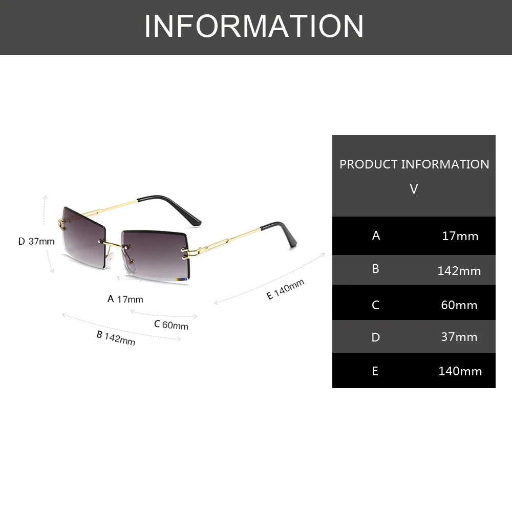 Small Rectangle Square Sunglasses for Women Transparent Lenses with Metal Frame for Stylish Sun Protection Summer Style