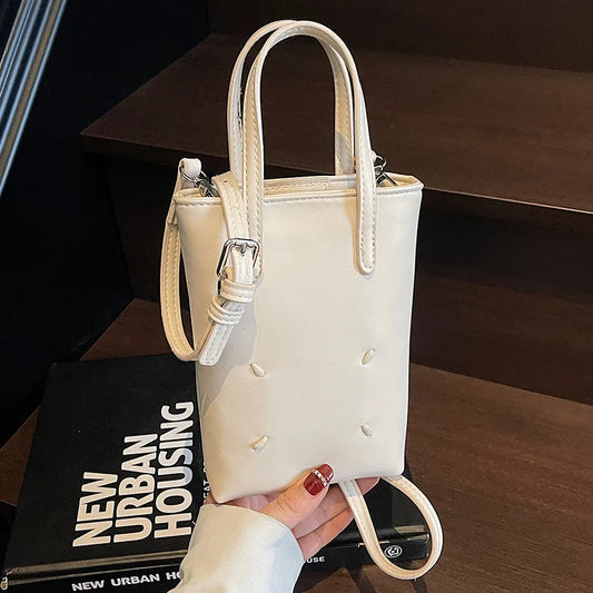 Stylish Solid Color Handbag for Women 2025 New - Trendy Casual Purse, Top - Handle & Crossbody, Made of Premium Leather