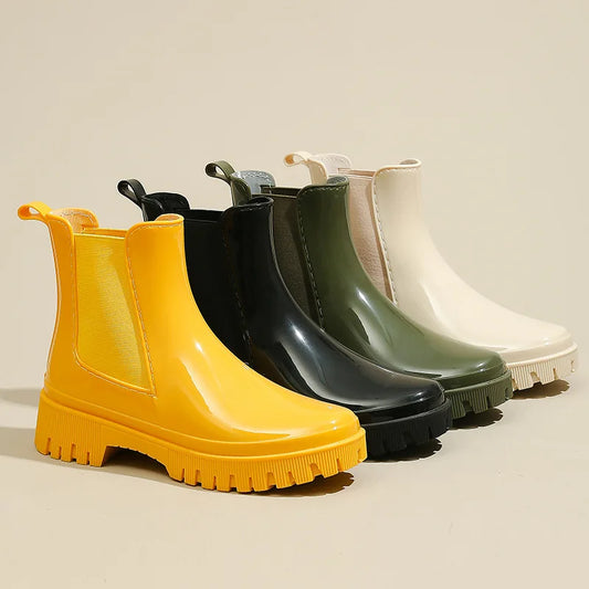 Rain Shoes Women Waterproof Boots Chelsea Chunky Galoshes Garden Work Rubber Boot Female Oil-proof Non-slip Kitchen Footwear