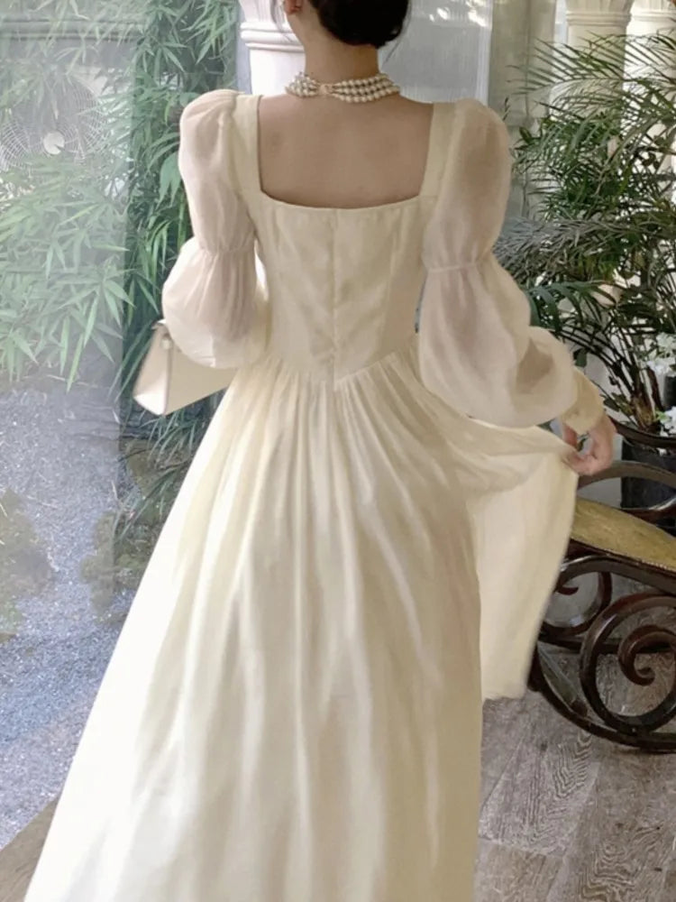 Women Elegant Fashion Casual Midi Party Dresses Summer Vintage A-Line Birthday One Pieces Vestidos Female Chic Robe Mujers New