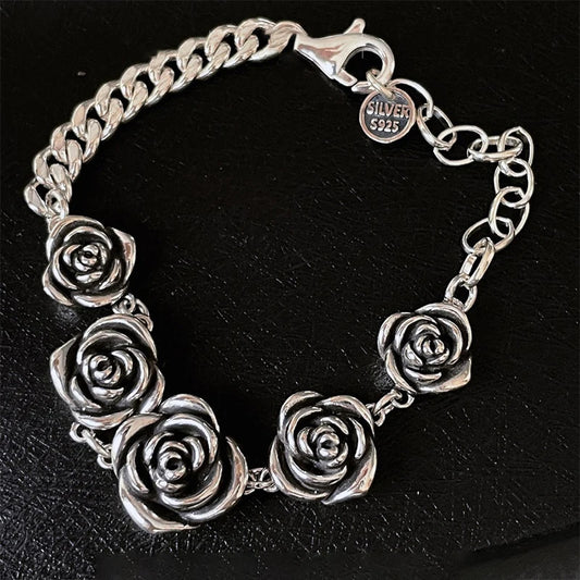 Mewanry Rose Flower Bracelets Vintage Party Jewelry for Women Couples New Fashion Vintage Handmade Party Jewelry Gifts